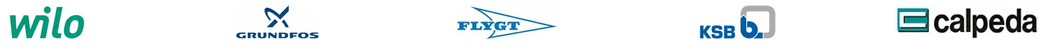 L'image représente 5 logos des principales marques de fabriquant de pompes de relevage et système de traitement des eaux